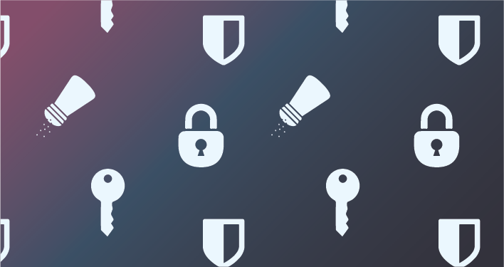 An image of a vector icon pattern consisting of key locks, salt shakers and the Bitwarden logo.