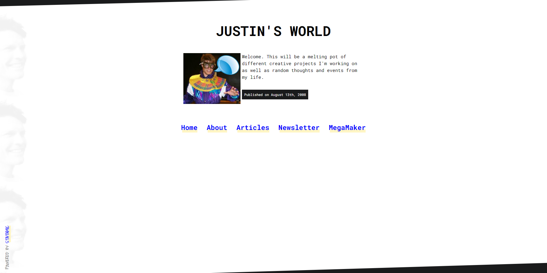 A screenshot of the first post from Justin Jackson's blog.